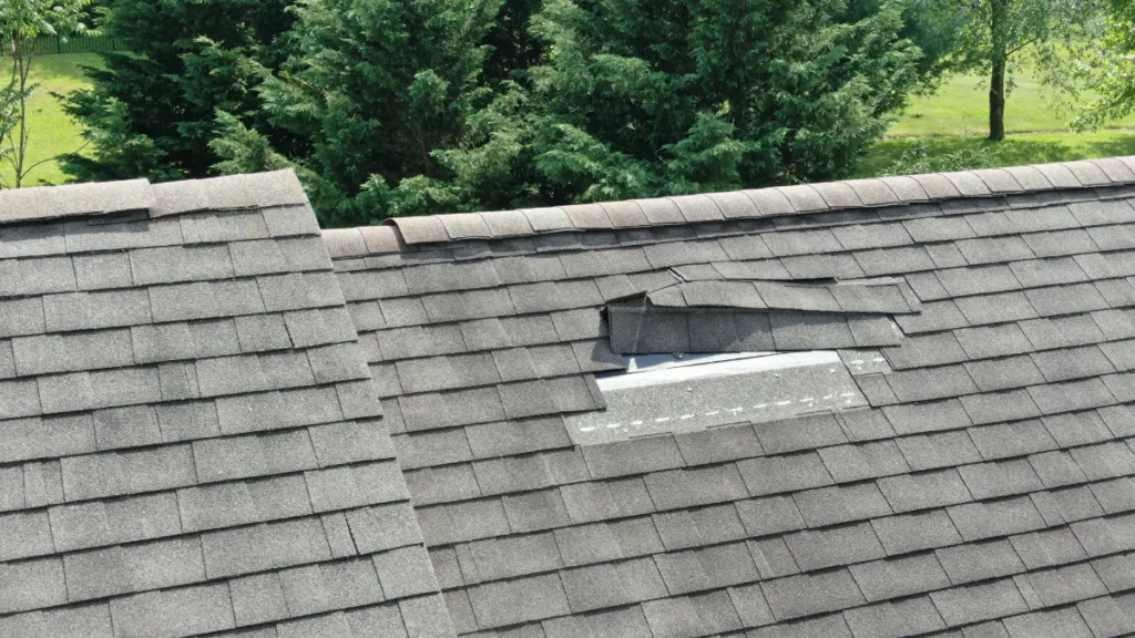 Missing shingles on roof